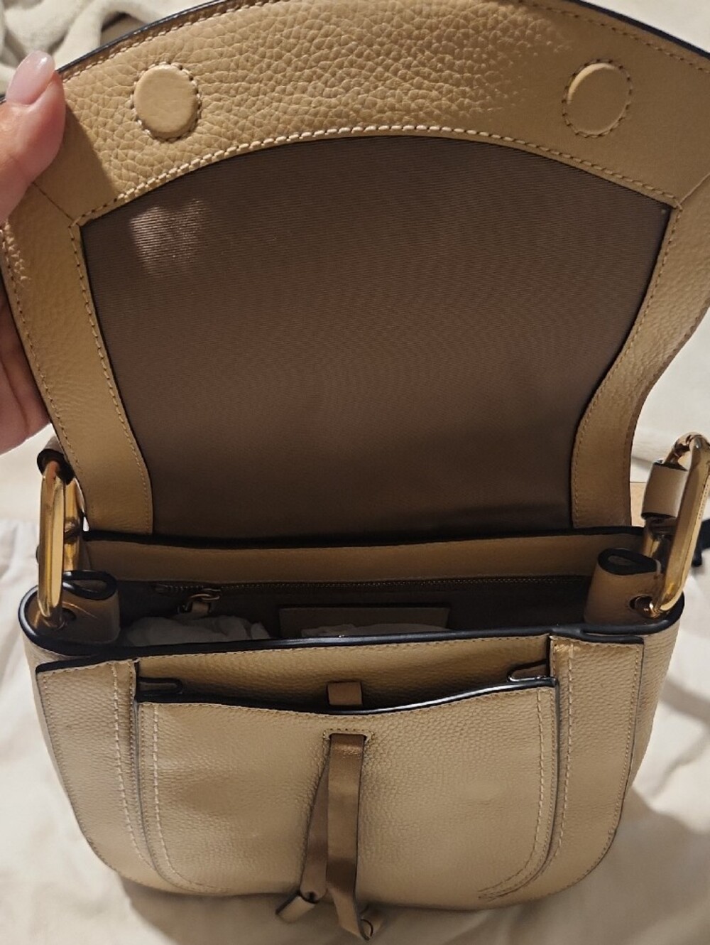 Marc Jacobs Neutral Beige Pebbled Leather Saddle Bag - Picture 3 of 10
